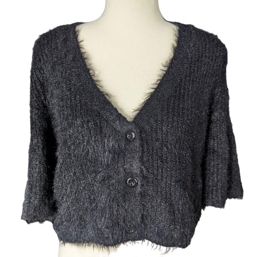 La Femme Cropped Black Sweater - Picture 4 of 8